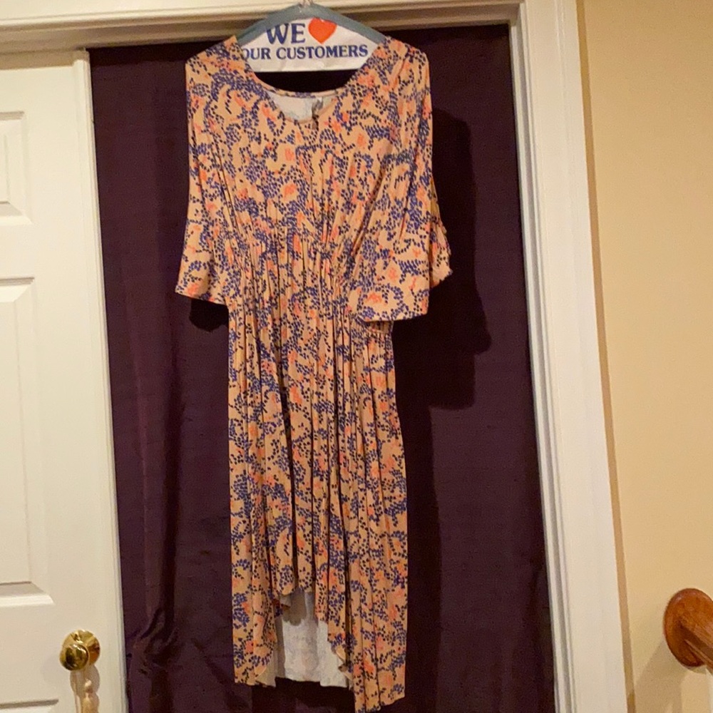Rachel Pally Cold Shoulder Hi Lo Dress w/ Raw Edge